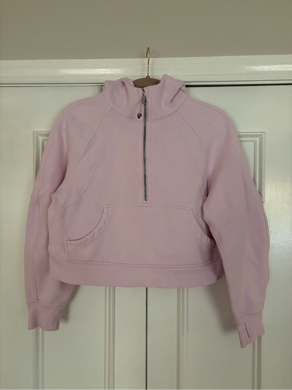 Lululemon Scuba Oversized 1/2 Zip Cropped Hoodie Meadowsweet Pink Size XS/S
